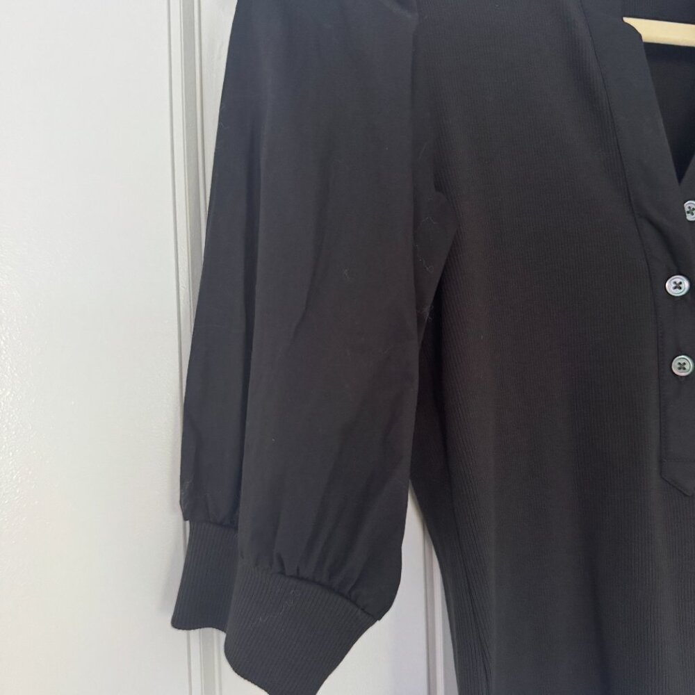 Veronica Beard Coralee Puff-Sleeve Top in Black - Picture 2 of 5